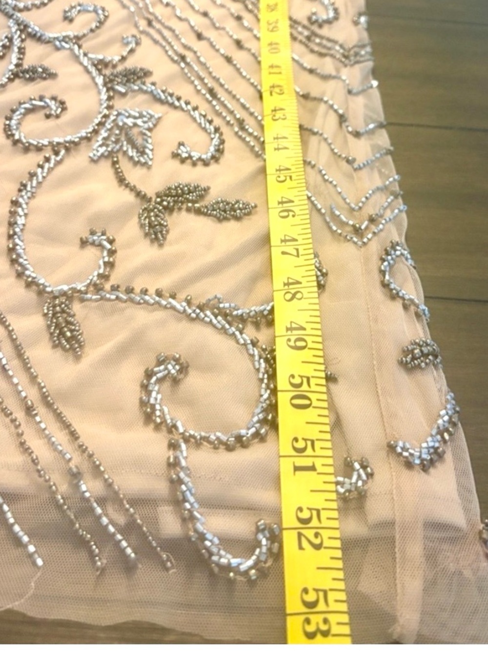 Pisarro Nights Blush Nude Silver Beaded Longline Gown NWT 10 - Picture 8 of 15